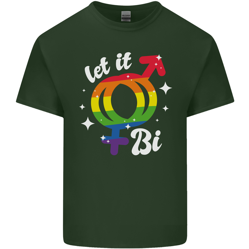 Let It Bi LGBT Gay Pride Awareness Mens Cotton T-Shirt Tee Top Forest Green