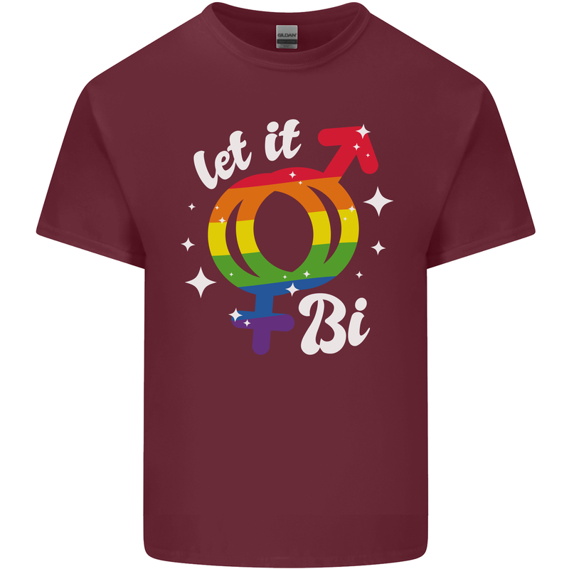 Let It Bi LGBT Gay Pride Awareness Mens Cotton T-Shirt Tee Top Maroon