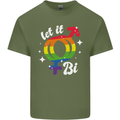 Let It Bi LGBT Gay Pride Awareness Mens Cotton T-Shirt Tee Top Military Green