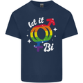 Let It Bi LGBT Gay Pride Awareness Mens Cotton T-Shirt Tee Top Navy Blue