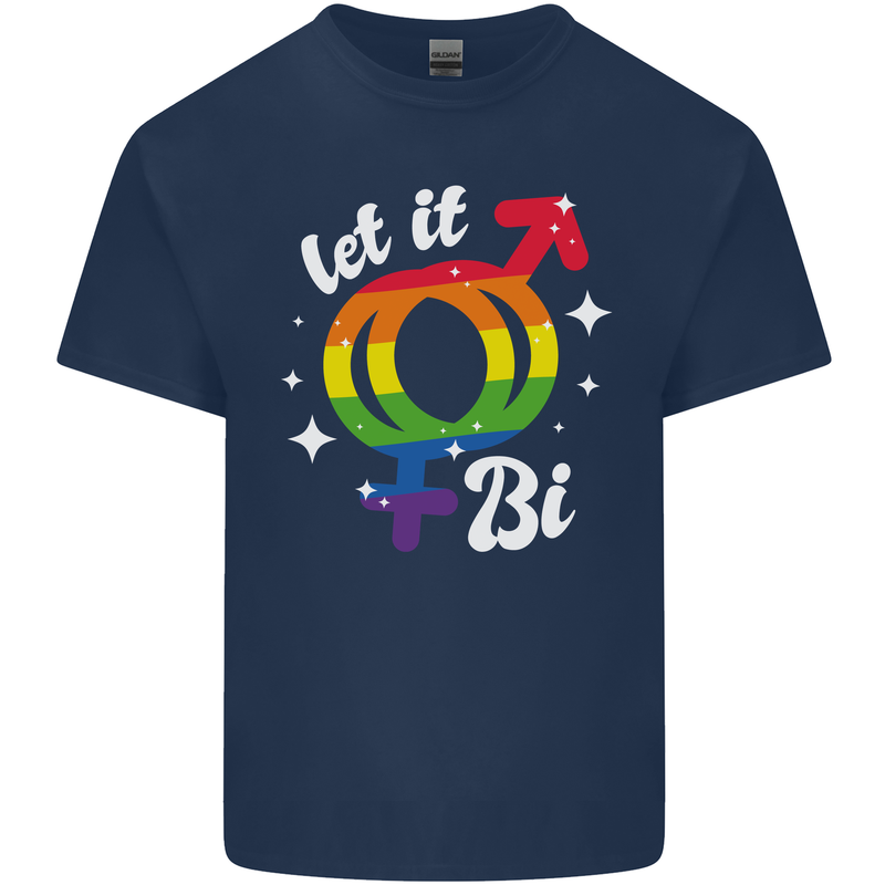 Let It Bi LGBT Gay Pride Awareness Mens Cotton T-Shirt Tee Top Navy Blue