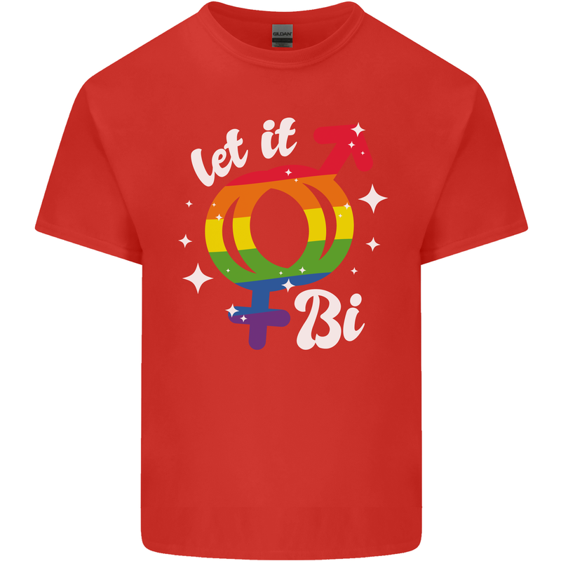 Let It Bi LGBT Gay Pride Awareness Mens Cotton T-Shirt Tee Top Red