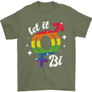 Let It Bi LGBT Gay Pride Awareness Mens T-Shirt 100% Cotton Military Green