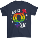 Let It Bi LGBT Gay Pride Awareness Mens T-Shirt 100% Cotton Navy Blue