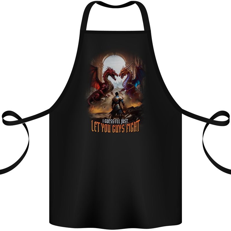 Let You Guys Fight Role Play Games Dragon RPG Cotton Apron 100% Organic Black