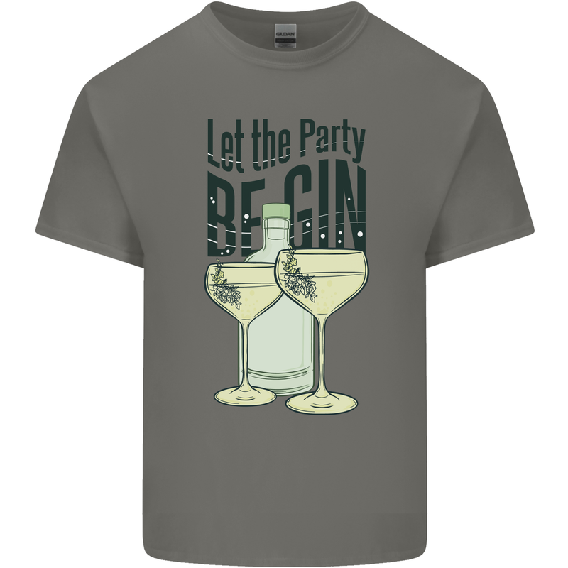 Let the Party be Gin Funny Alcohol Mens Cotton T-Shirt Tee Top Charcoal