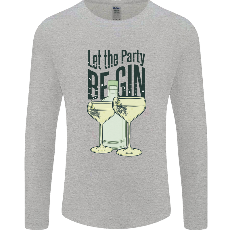 Let the Party be Gin Funny Alcohol Mens Long Sleeve T-Shirt Sports Grey