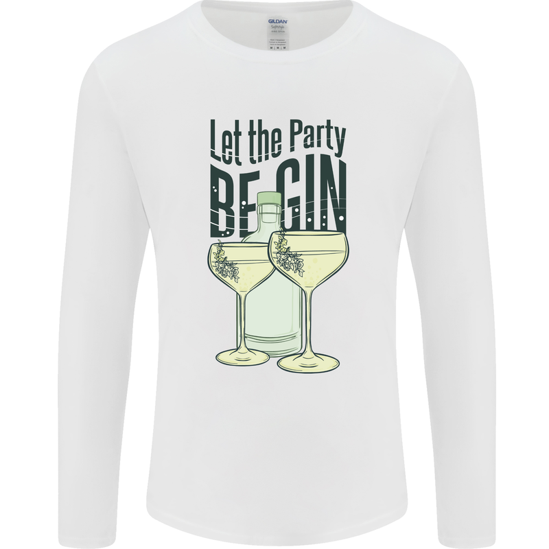 Let the Party be Gin Funny Alcohol Mens Long Sleeve T-Shirt White