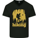 Lets Go Hiking Trekking Camping Outdoors Mens V-Neck Cotton T-Shirt Black