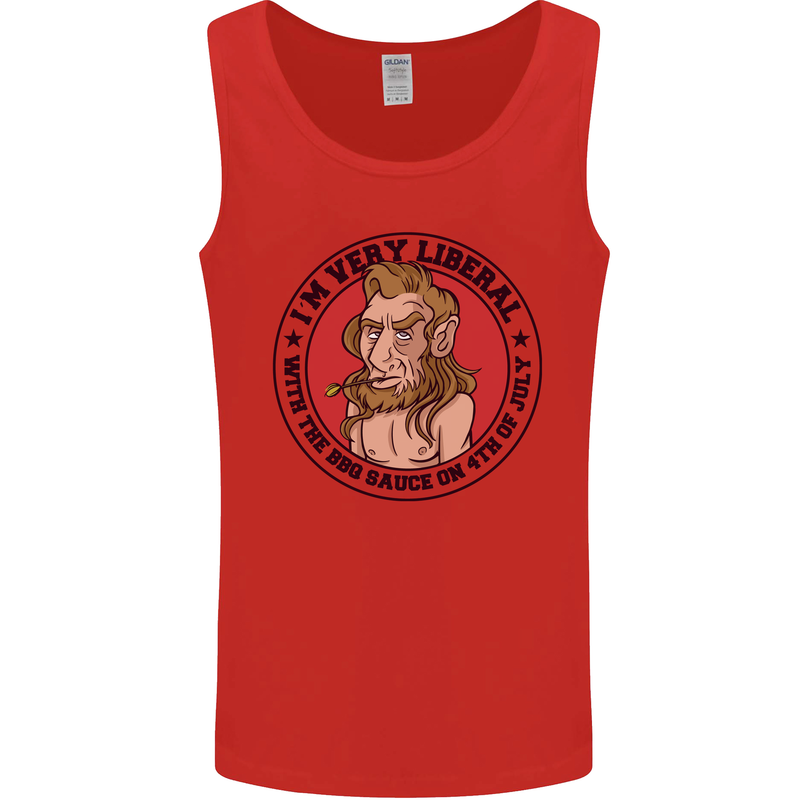 Liberal BBQ Funny 4th July American Independence Mens Vest Tank Top Red