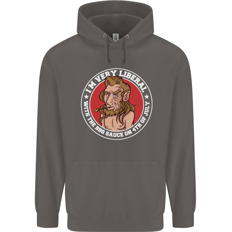 Liberal BBQ Funny 4th of July USA Grill Mens 80% Cotton Hoodie Charcoal