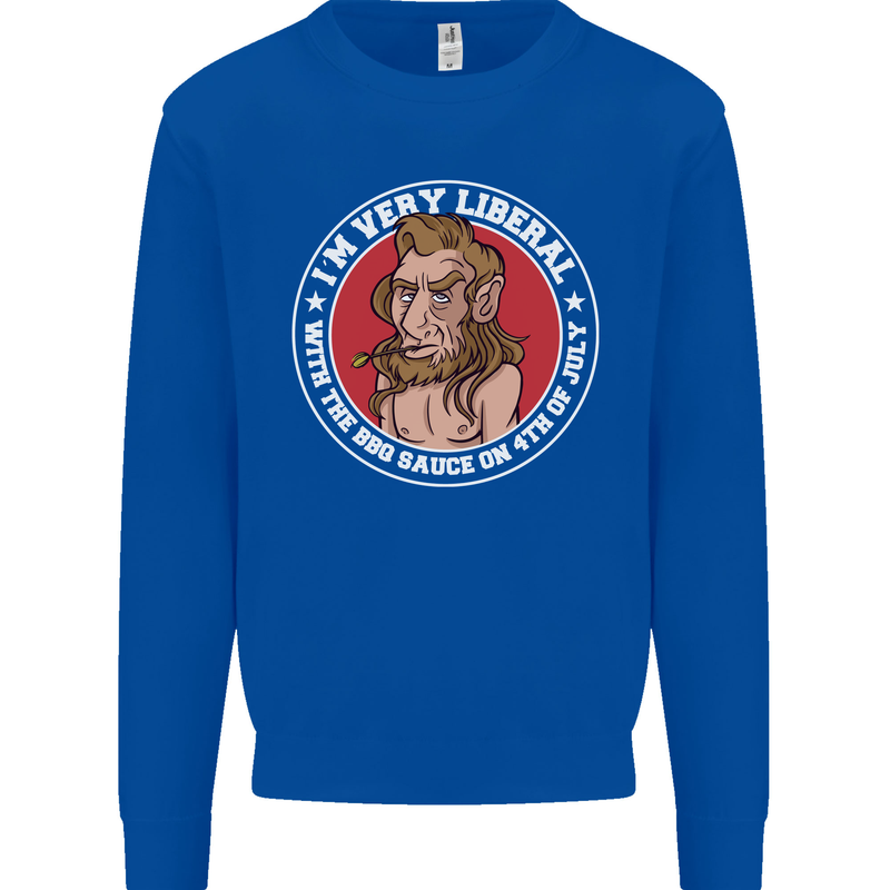 Liberal BBQ Funny 4th of July USA Grill Mens Sweatshirt Jumper Royal Blue