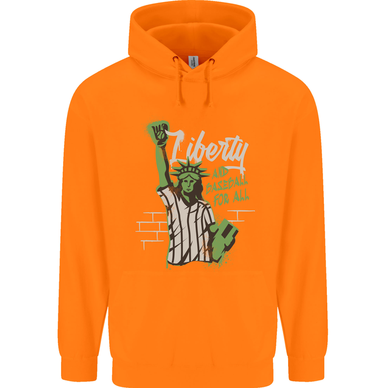 Liberty and Baseball Childrens Kids Hoodie Orange