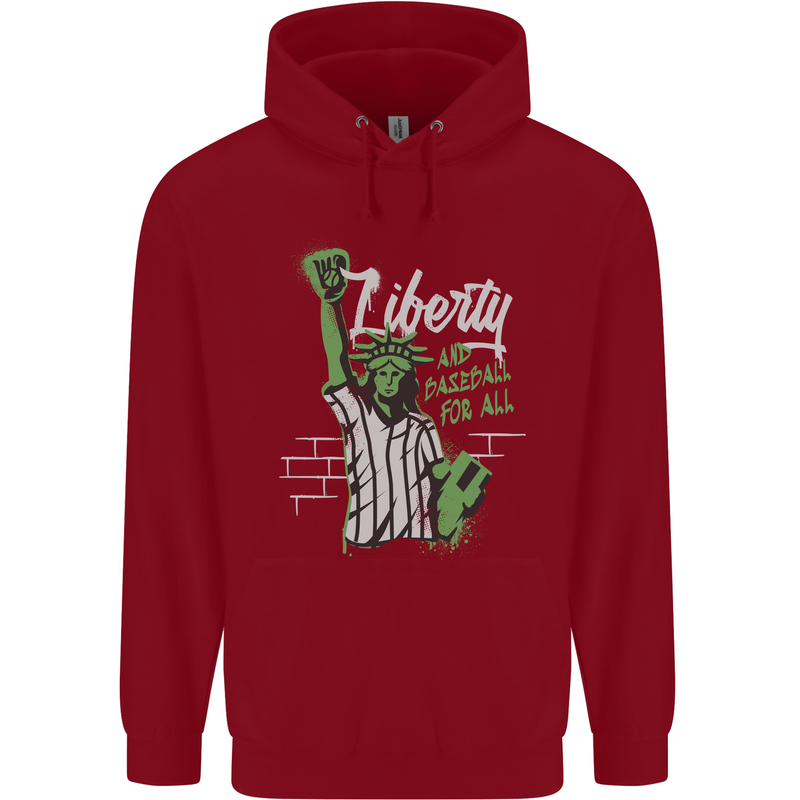 Liberty and Baseball Childrens Kids Hoodie Red