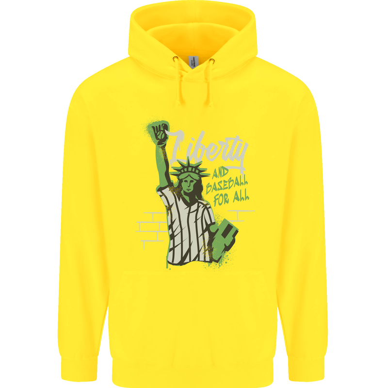 Liberty and Baseball Childrens Kids Hoodie Yellow