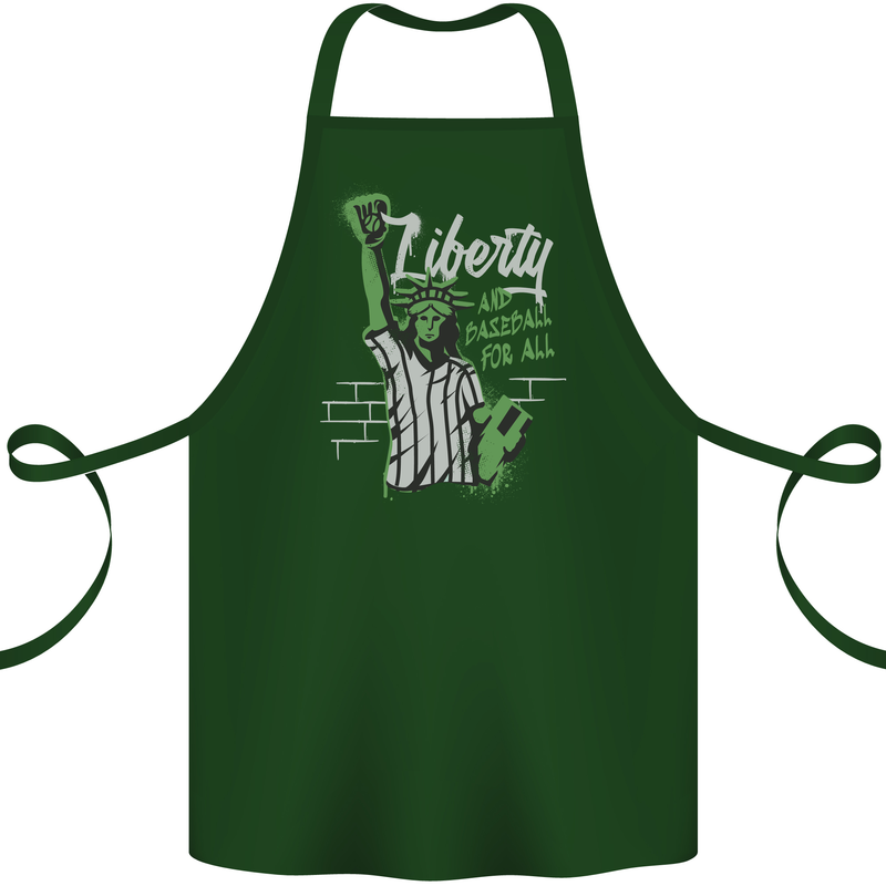 Liberty and Baseball Cotton Apron 100% Organic Forest Green