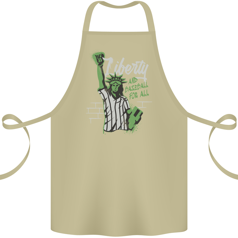 Liberty and Baseball Cotton Apron 100% Organic Khaki