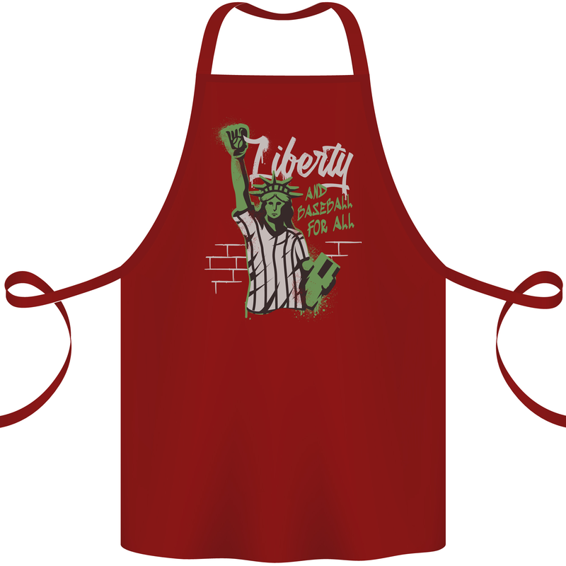 Liberty and Baseball Cotton Apron 100% Organic Maroon