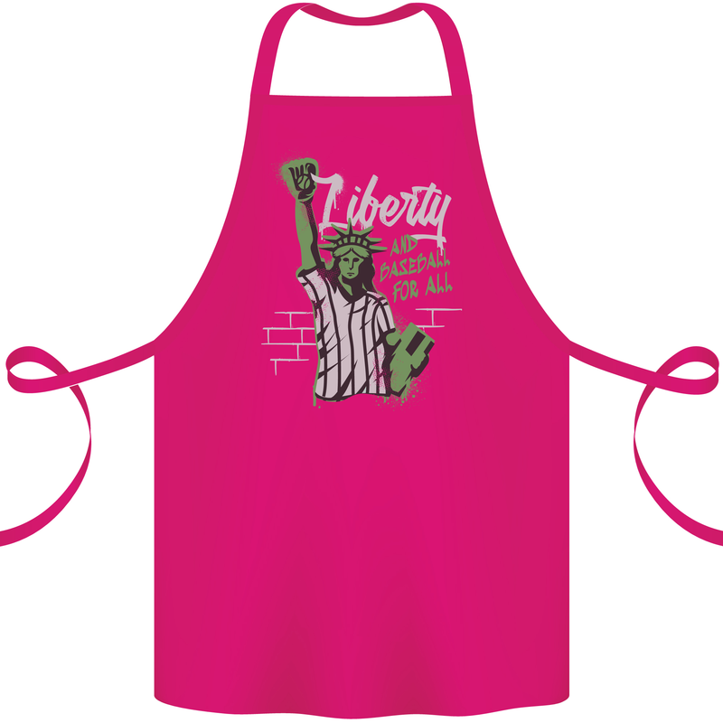 Liberty and Baseball Cotton Apron 100% Organic Pink