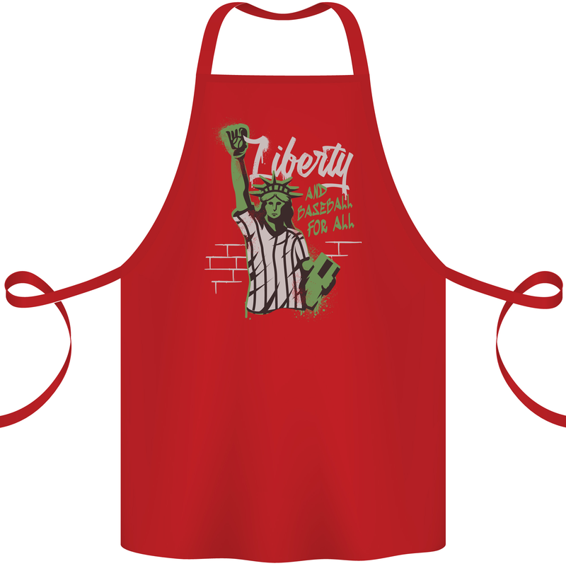 Liberty and Baseball Cotton Apron 100% Organic Red