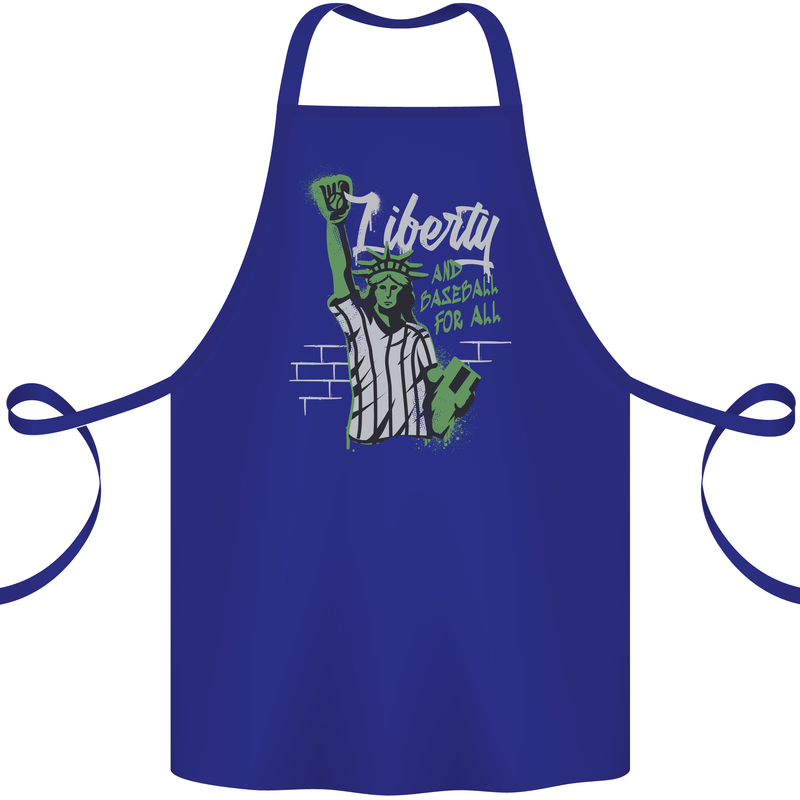 Liberty and Baseball Cotton Apron 100% Organic Royal Blue