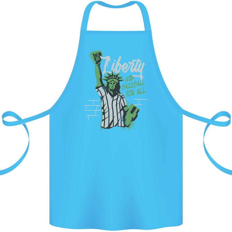 Liberty and Baseball Cotton Apron 100% Organic Turquoise