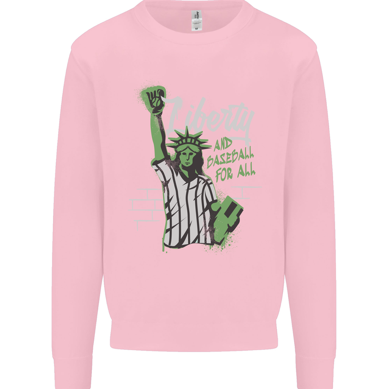 Liberty and Baseball Kids Sweatshirt Jumper Light Pink