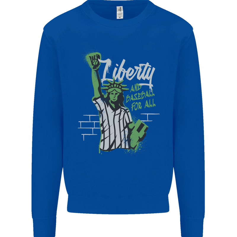 Liberty and Baseball Kids Sweatshirt Jumper Royal Blue