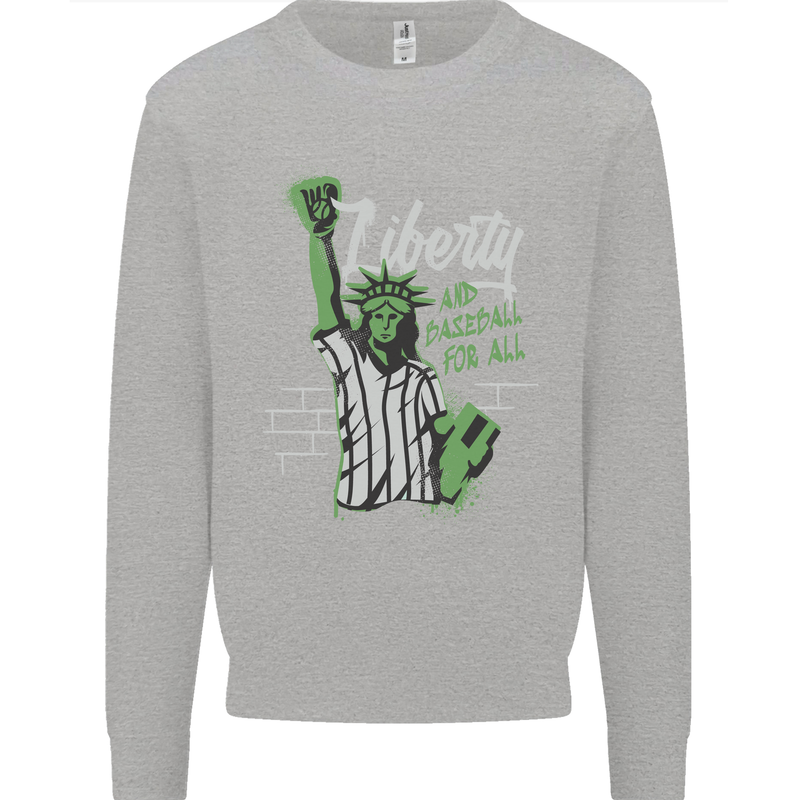 Liberty and Baseball Kids Sweatshirt Jumper Sports Grey