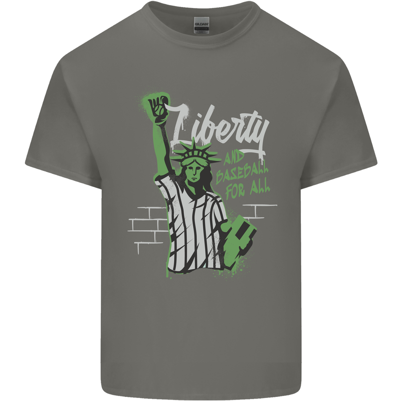 Liberty and Baseball Kids T-Shirt Childrens Charcoal