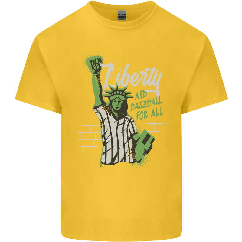 Liberty and Baseball Kids T-Shirt Childrens Yellow