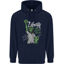 Liberty and Baseball Mens 80% Cotton Hoodie Navy Blue