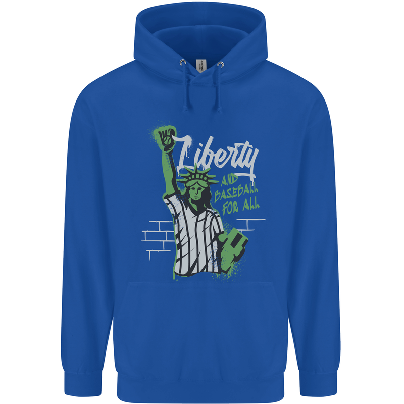 Liberty and Baseball Mens 80% Cotton Hoodie Royal Blue