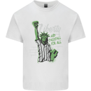 Liberty and Baseball Mens Cotton T-Shirt Tee Top White