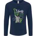 Liberty and Baseball Mens Long Sleeve T-Shirt Navy Blue
