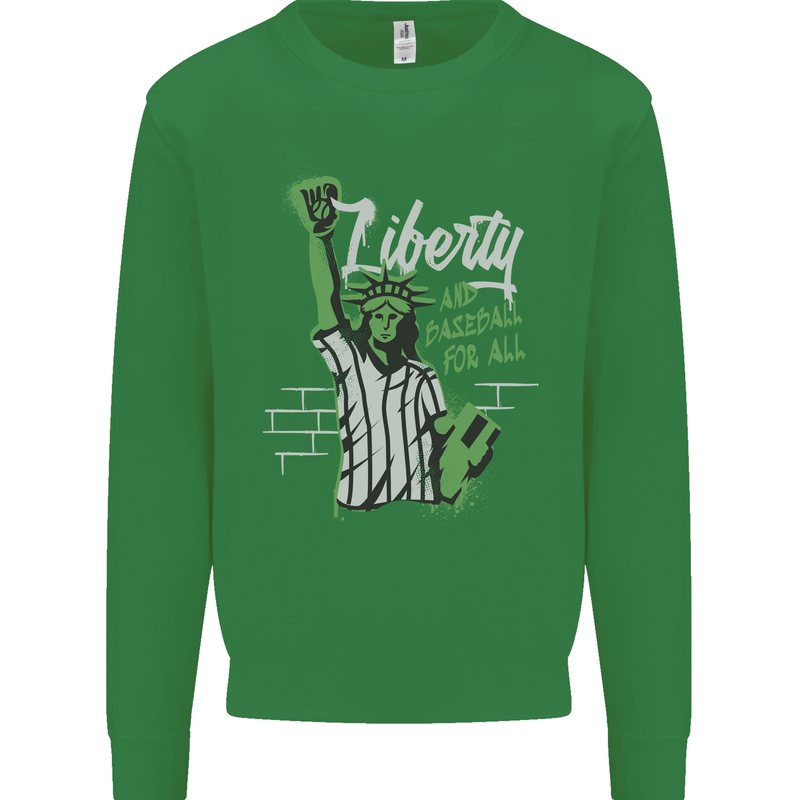 Liberty and Baseball Mens Sweatshirt Jumper Irish Green