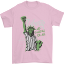 Liberty and Baseball Mens T-Shirt 100% Cotton Light Pink