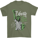 Liberty and Baseball Mens T-Shirt 100% Cotton Military Green