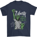 Liberty and Baseball Mens T-Shirt 100% Cotton Navy Blue