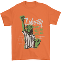 Liberty and Baseball Mens T-Shirt 100% Cotton Orange