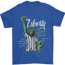 Liberty and Baseball Mens T-Shirt 100% Cotton Royal Blue