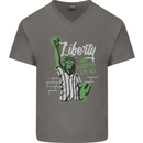 Liberty and Baseball Mens V-Neck Cotton T-Shirt Charcoal