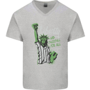 Liberty and Baseball Mens V-Neck Cotton T-Shirt Sports Grey