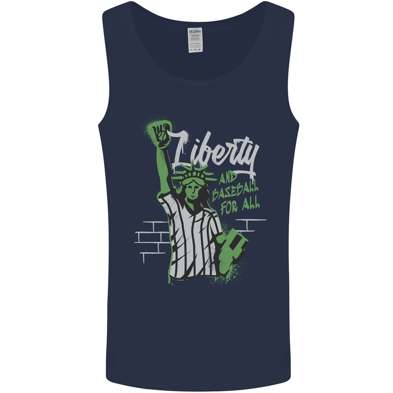 Liberty and Baseball Mens Vest Tank Top Navy Blue