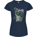 Liberty and Baseball Womens Petite Cut T-Shirt Navy Blue