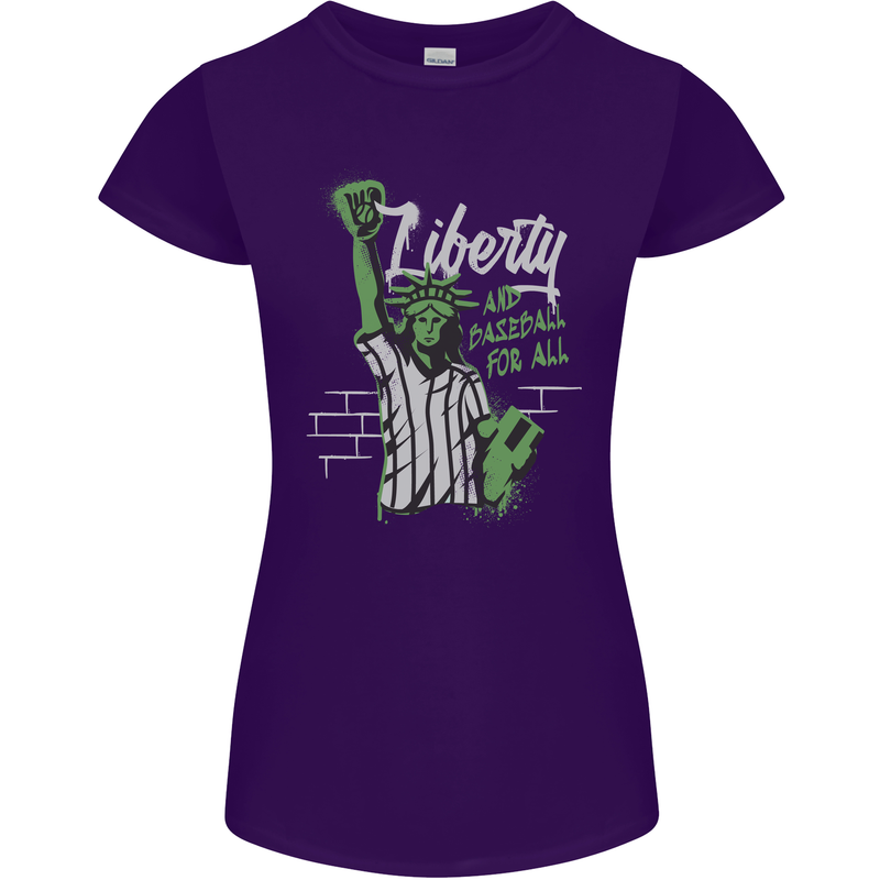 Liberty and Baseball Womens Petite Cut T-Shirt Purple