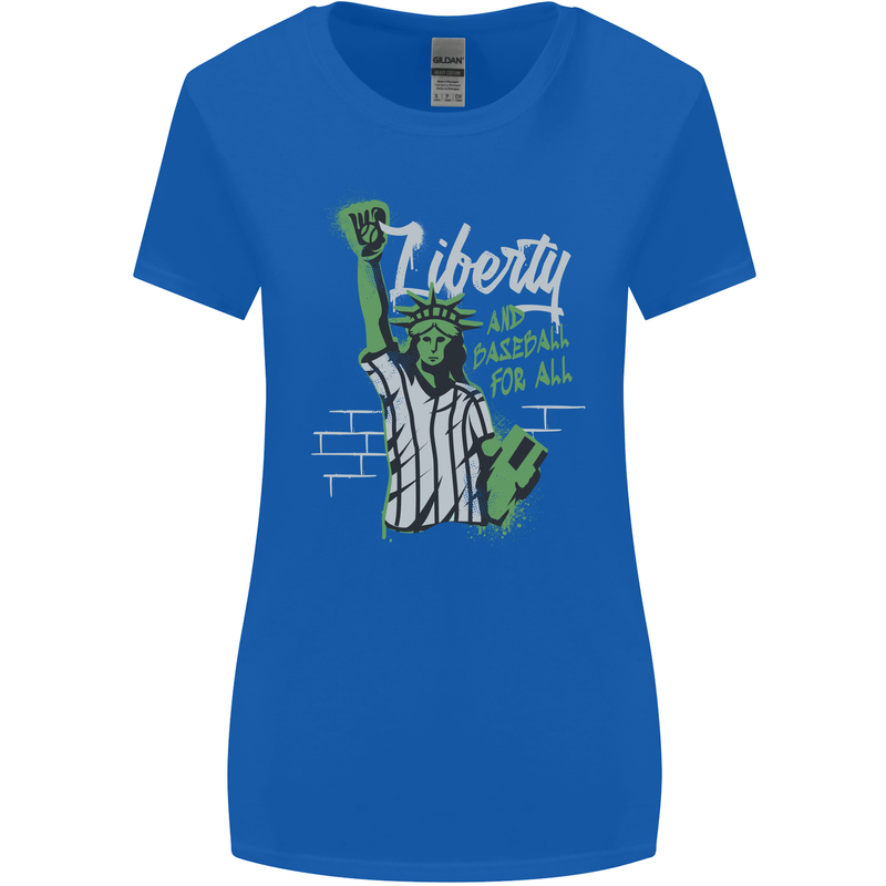 Liberty and Baseball Womens Wider Cut T-Shirt Royal Blue