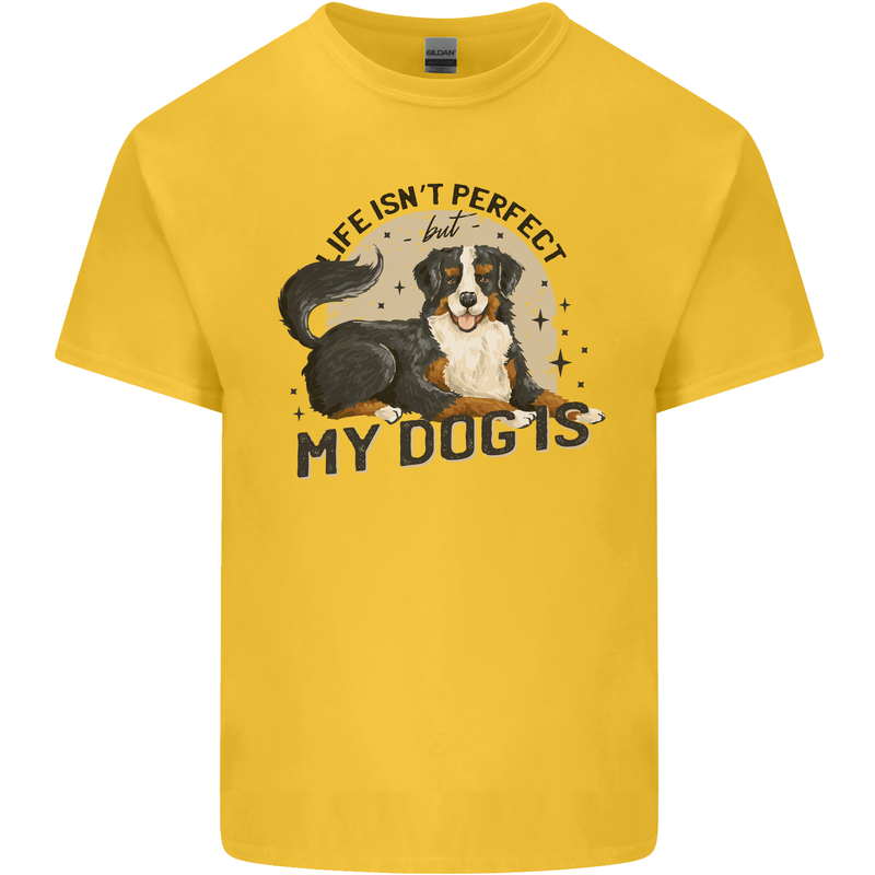 Life Isnt Perfect But My Dog is Mens Cotton T-Shirt Tee Top Yellow