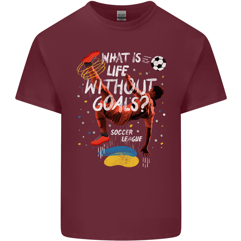 Life Without Goal Football Quote Funny Mens Cotton T-Shirt Tee Top Maroon