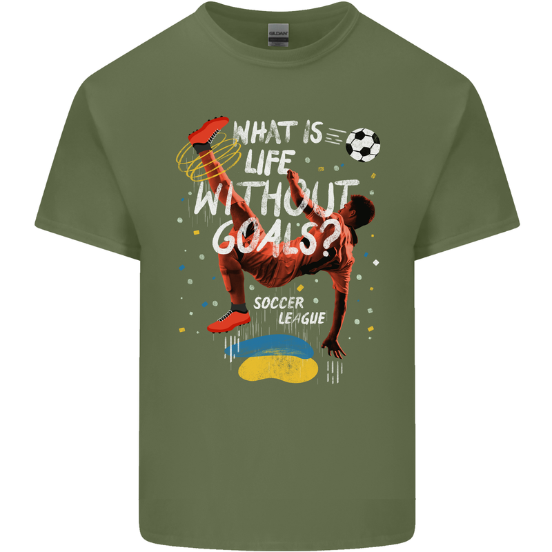Life Without Goal Football Quote Funny Mens Cotton T-Shirt Tee Top Military Green